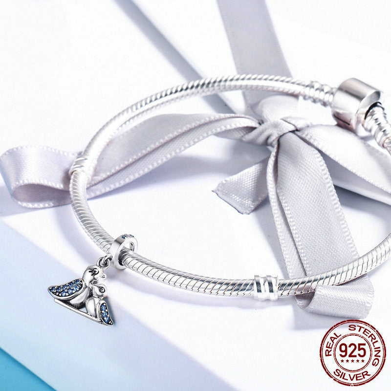 S925 Sterling-Silber süßer Vogel DIY-Perle