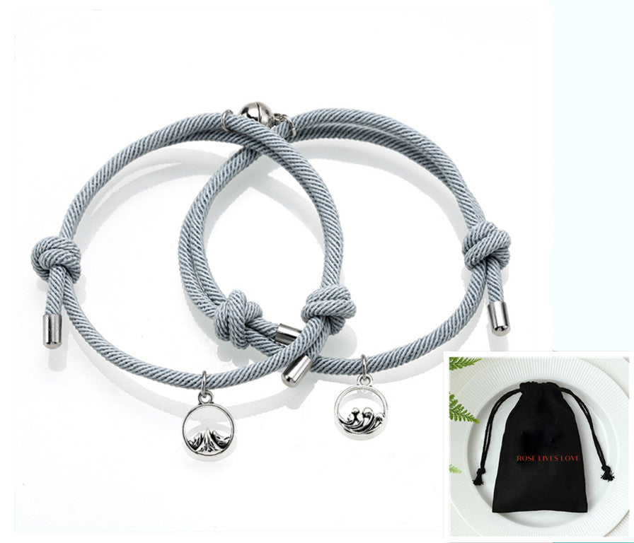 Handgewebtes Armband „Antikes Silber Liebesgelübde“ für Paare