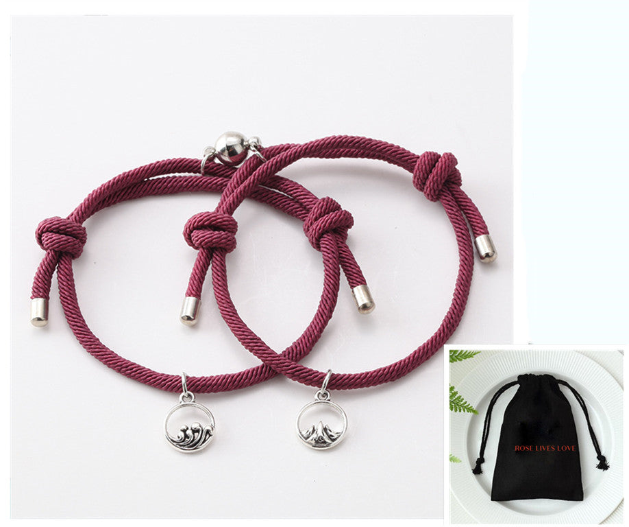 Handgewebtes Armband „Antikes Silber Liebesgelübde“ für Paare