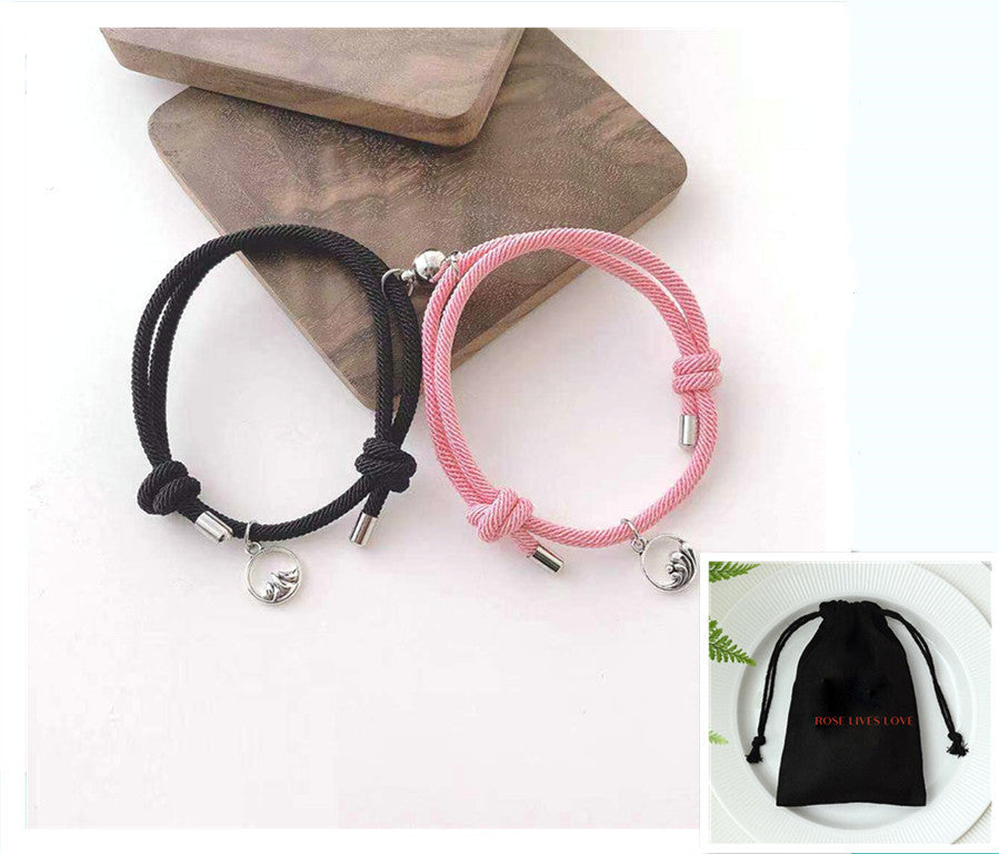Handgewebtes Armband „Antikes Silber Liebesgelübde“ für Paare