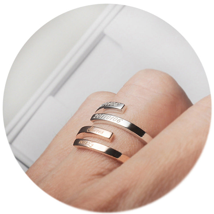Personalisierter Namensring Doppelter Namensring mit Gravur Namensschildring