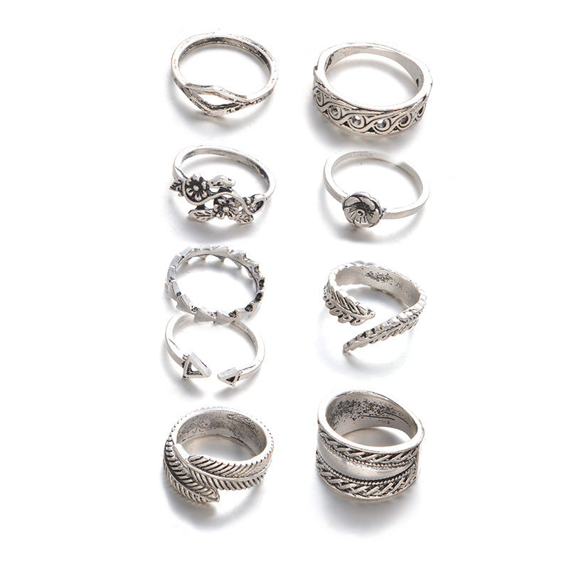 Conjunto de anillos Midi Boho de triángulo para nudillos, estilo punk vintage, tallados