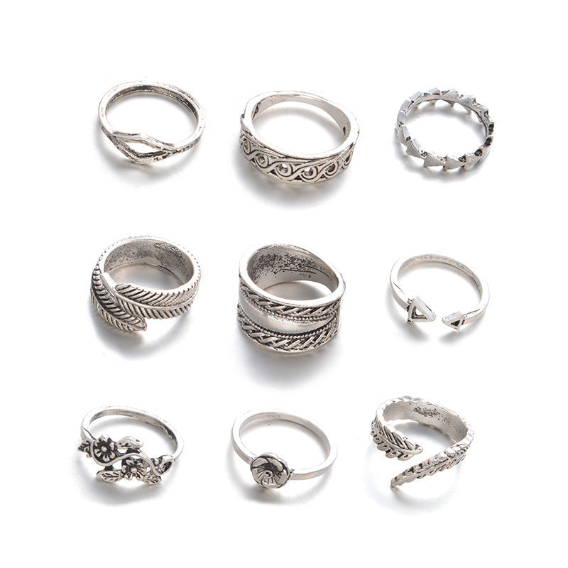 Conjunto de anillos Midi Boho de triángulo para nudillos, estilo punk vintage, tallados