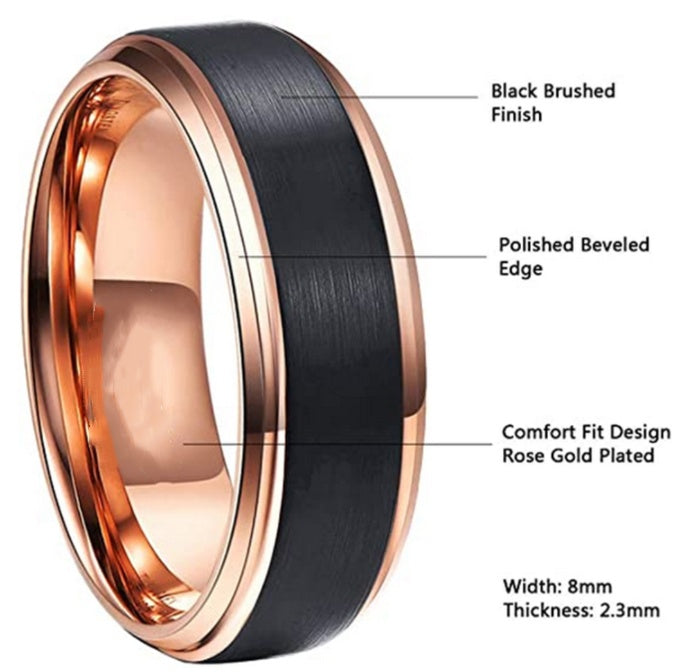 Two Tone Tungsten Steel Ring Men's Jewelry