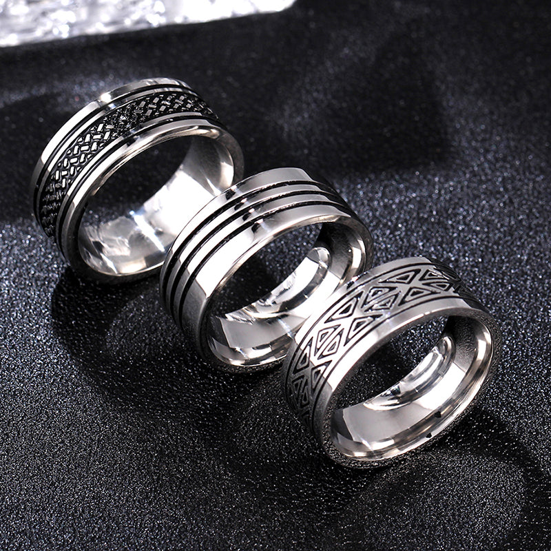 Herren- und Damen-Dreiecks-Titanring 8mm Edelstahlring