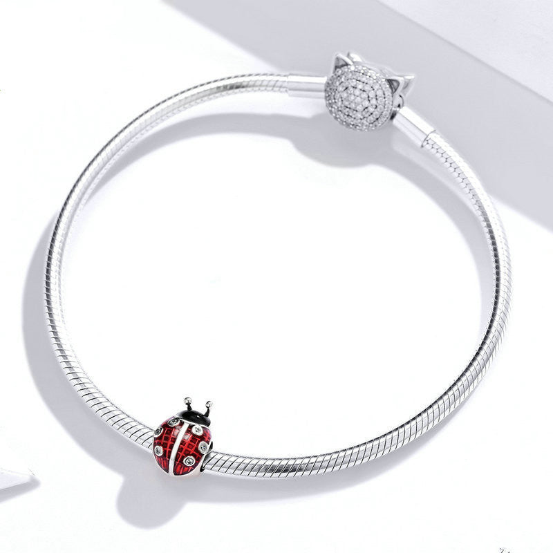 Sterling Silber Perlen Sieben-Sterne-Marienkäfer Perlenarmband lose Perlen