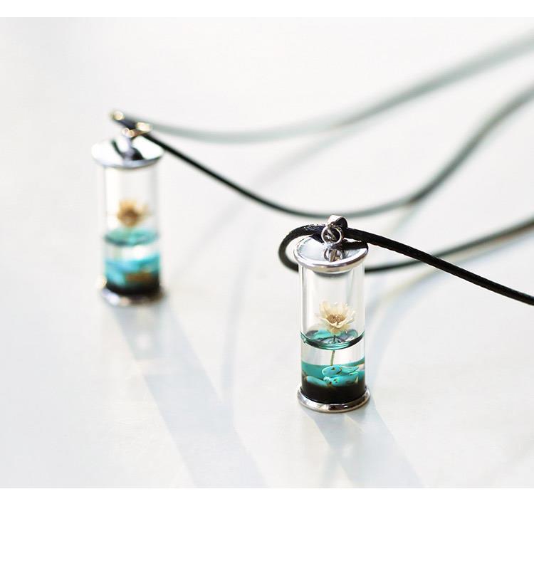 Halskette mit getrockneten Blumen in einer Glasflasche – Kunstharz „Time Drifting Bottle“
