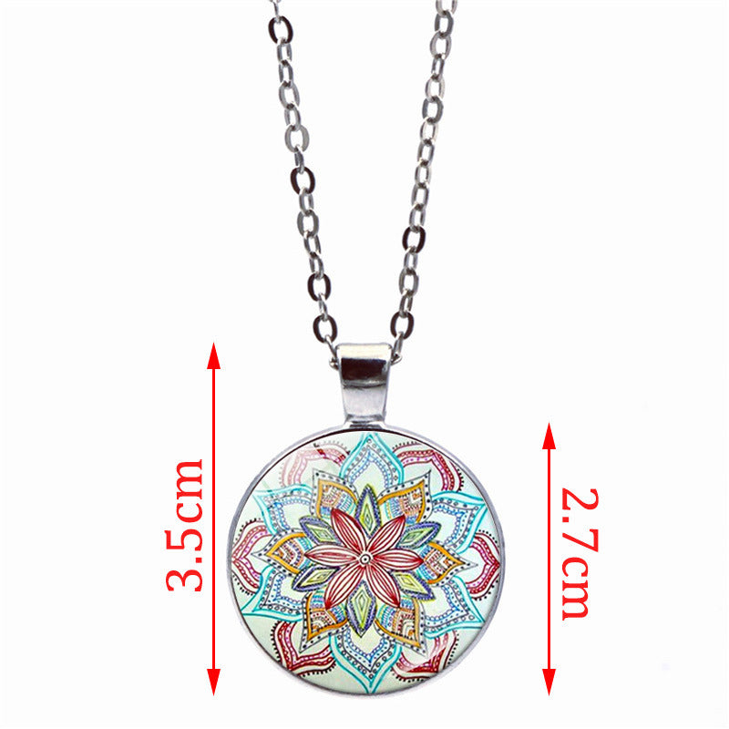 Blue Charm Mandala Necklace Buddhism Chakra Om India