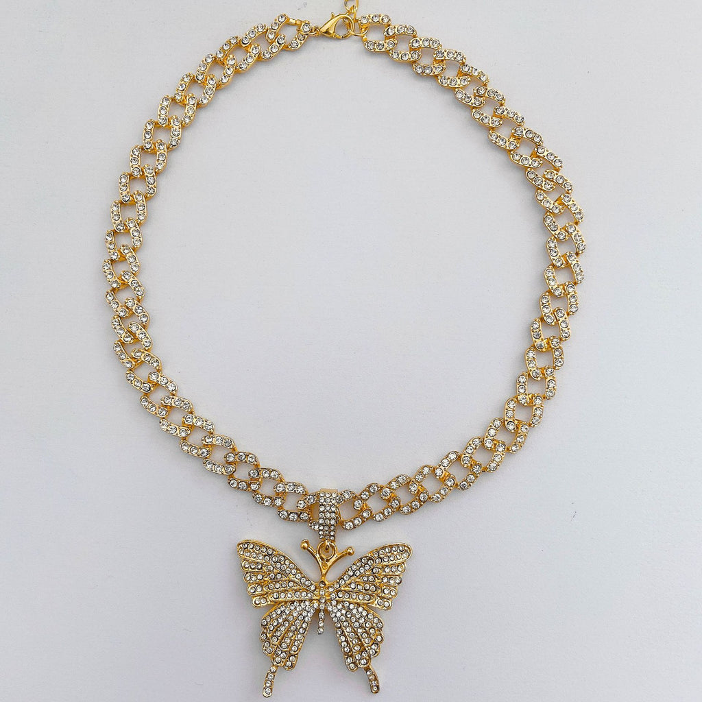 Vollmond-Diamant-Schmetterlingskette Niedlicher Schmetterling Luxus-Diamantanhänger