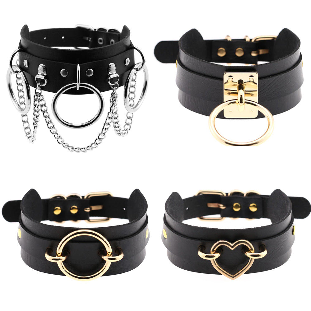 Collar de mujer Gargantilla oscura salvaje Cadena de clavícula Moda Banda para el cuello Entrenamiento Cubrecuello