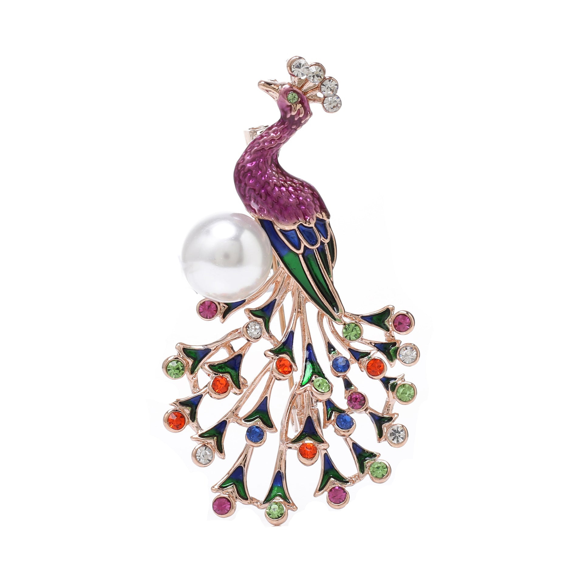 Nuevo Broche de Pavo Real, Broche de Animal para Mujer Esmaltado a Color con Goteo de Diamantes de Imitación