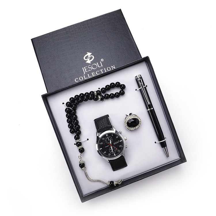 Set de regalo de boutique: Anillo, Rosario, Reloj de Cuarzo, Bolígrafo