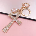 Hot Sale Christian Water Drop Diamond Cross Keychain Metal Pendant Female Bag Accessories