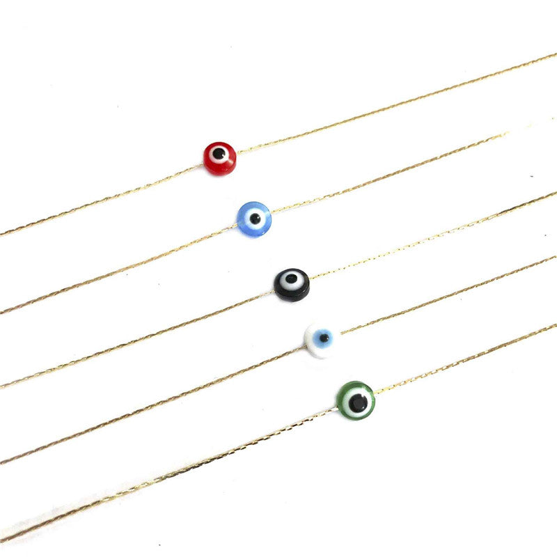 Tobillera de cadena fina de metal dorado con diseño de ojo turco de aleación