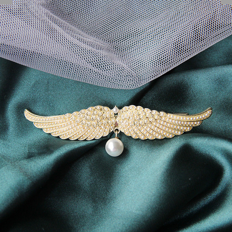 Vollmond Diamant Zarte Haarnadel Engelsflügel Legierung Top Clip Elegante Damen Kopf Halb-Zopf Entenschnabel Clip Koreanische Haar-Accessoires
