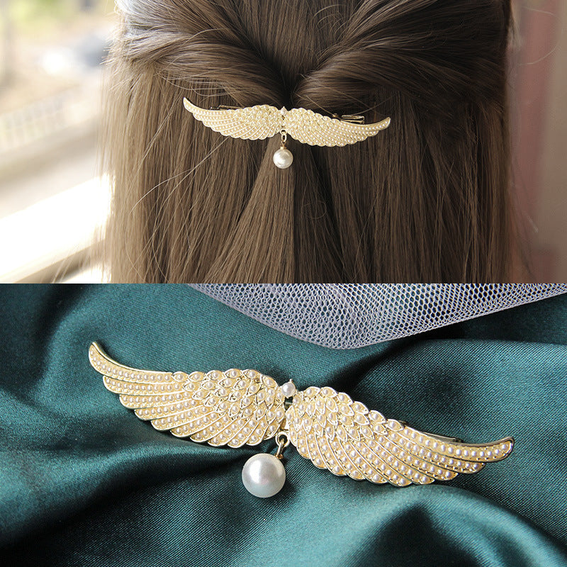 Vollmond Diamant Zarte Haarnadel Engelsflügel Legierung Top Clip Elegante Damen Kopf Halb-Zopf Entenschnabel Clip Koreanische Haar-Accessoires