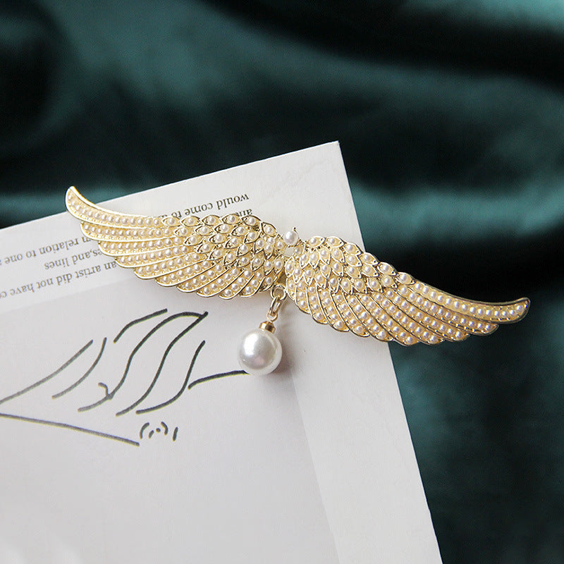 Vollmond Diamant Zarte Haarnadel Engelsflügel Legierung Top Clip Elegante Damen Kopf Halb-Zopf Entenschnabel Clip Koreanische Haar-Accessoires