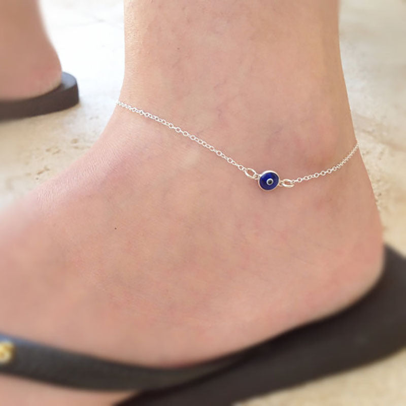 Tobillera Sencilla de Aleación con Baño de Ojo Turco para Mujer