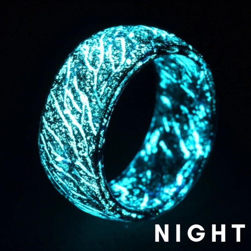 Neues Design leuchtender lila-blauer Ring, im Dunkeln leuchtend, Verlobungsringe für Frauen, Männer, Schmuck