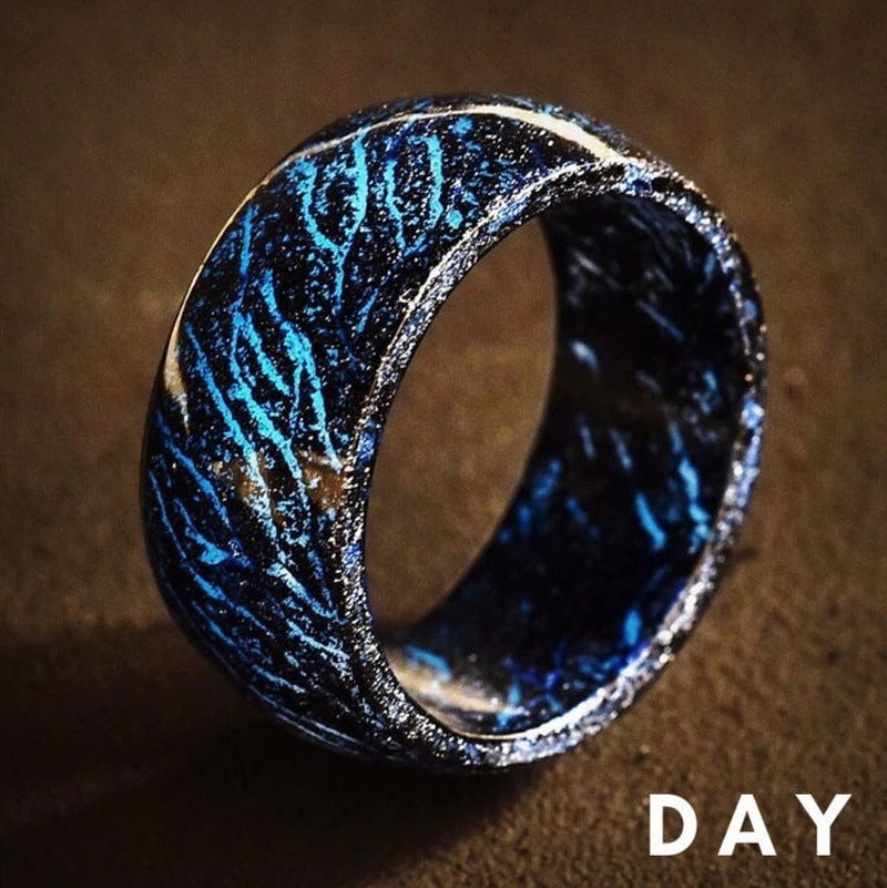 Neues Design leuchtender lila-blauer Ring, im Dunkeln leuchtend, Verlobungsringe für Frauen, Männer, Schmuck