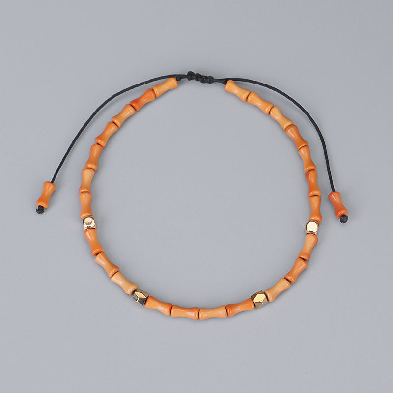 Armbänder aus Olivenkern und Bambus, Armbänder mit kupfernen Perlen und geschnittenen Oberflächen, Wenwan-Armbänder, handgefertigte Armbänder