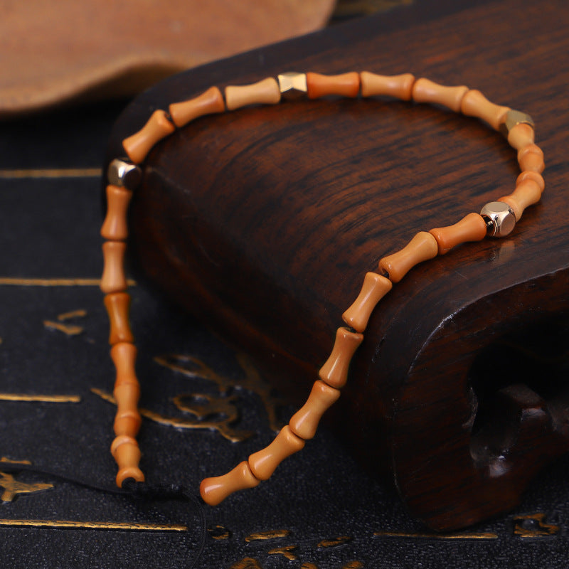 Armbänder aus Olivenkern und Bambus, Armbänder mit kupfernen Perlen und geschnittenen Oberflächen, Wenwan-Armbänder, handgefertigte Armbänder