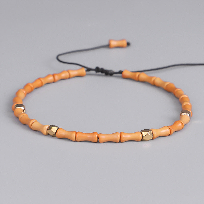 Armbänder aus Olivenkern und Bambus, Armbänder mit kupfernen Perlen und geschnittenen Oberflächen, Wenwan-Armbänder, handgefertigte Armbänder