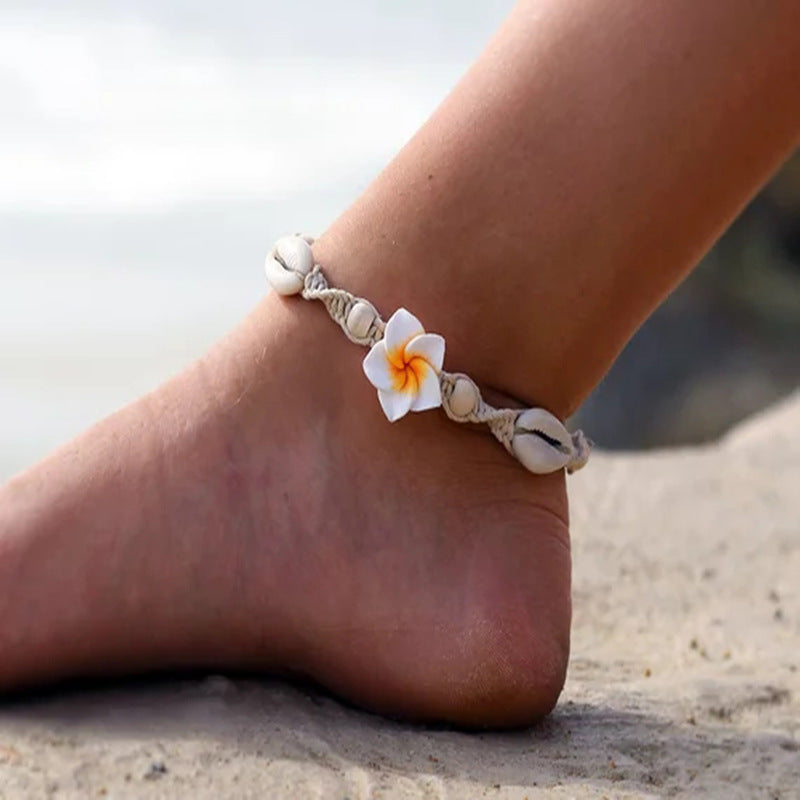 Pulsera descalza de playa, tobillera con conchas marinas para mujer, joyería para los pies