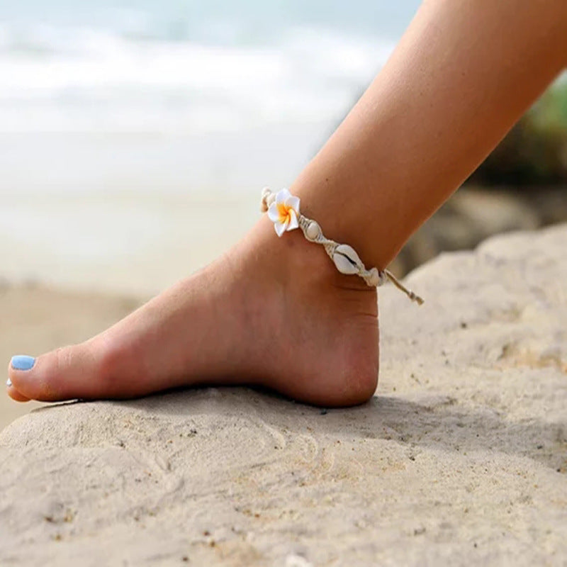 Pulsera descalza de playa, tobillera con conchas marinas para mujer, joyería para los pies