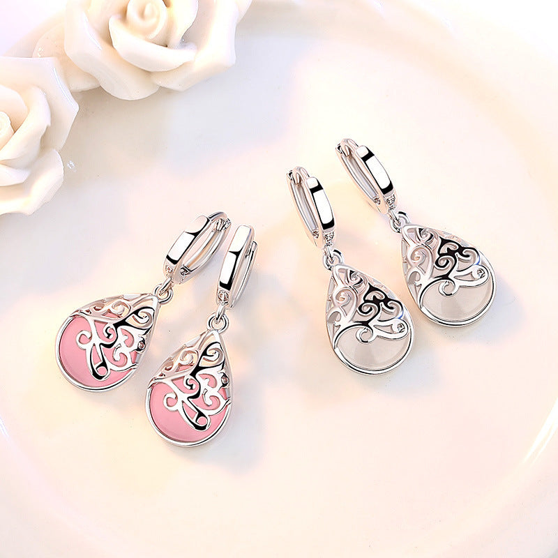 925 Sterling Silber Plattiert Mode Trend Mondlicht Opal Totem Ohrschmuck Ohrringe Ohrstecker Damen Wunschteich Persönlichkeit Ohrringe