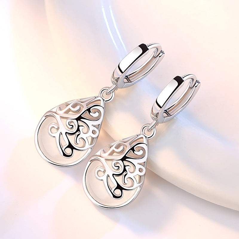925 Sterling Silber Plattiert Mode Trend Mondlicht Opal Totem Ohrschmuck Ohrringe Ohrstecker Damen Wunschteich Persönlichkeit Ohrringe