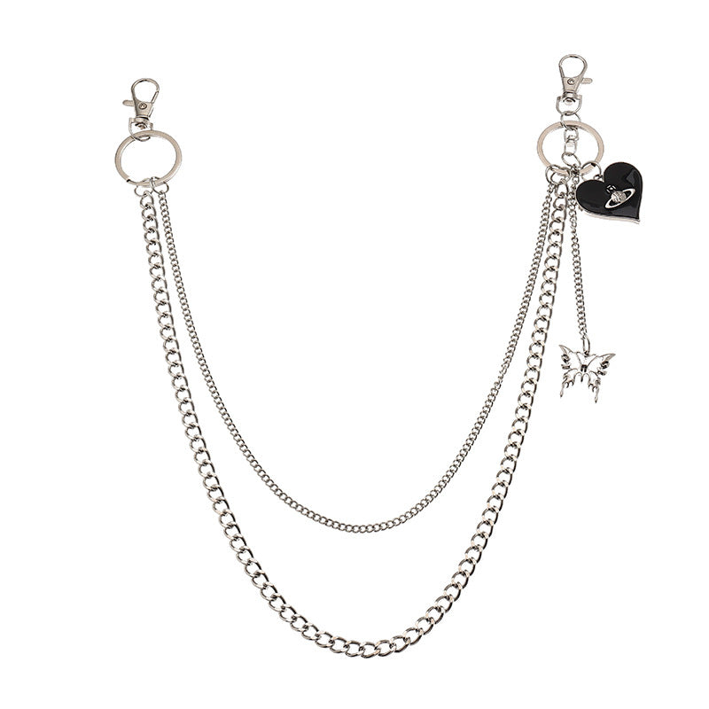 Accesorios de cadena doble de metal para pantalones