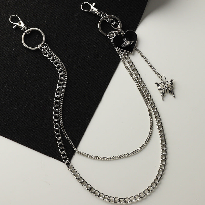 Accesorios de cadena doble de metal para pantalones