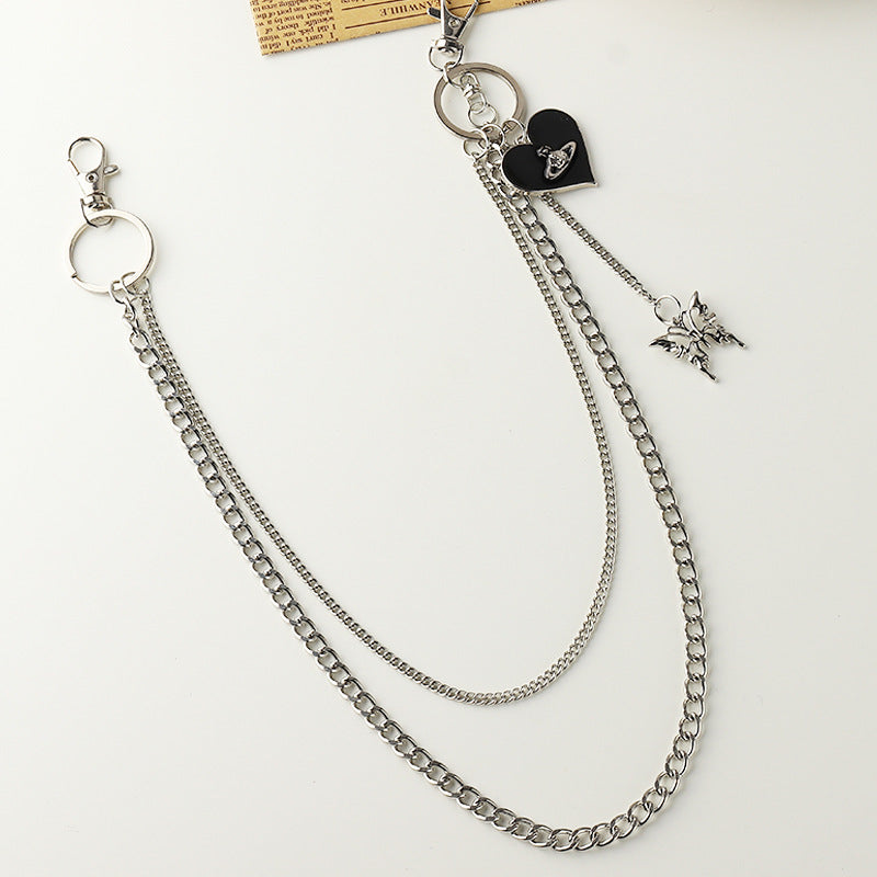 Accesorios de cadena doble de metal para pantalones