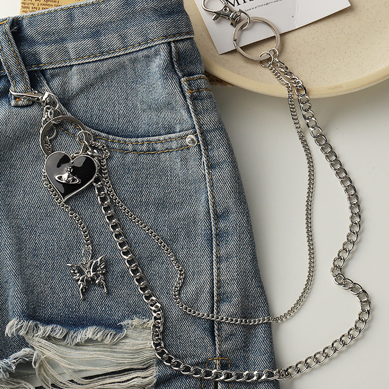 Accesorios de cadena doble de metal para pantalones
