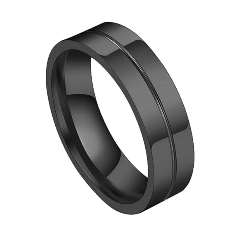 Anillo de Acero de Titanio para Hombre con Zirconia, Diseño Sencillo, Anillo de Pareja
