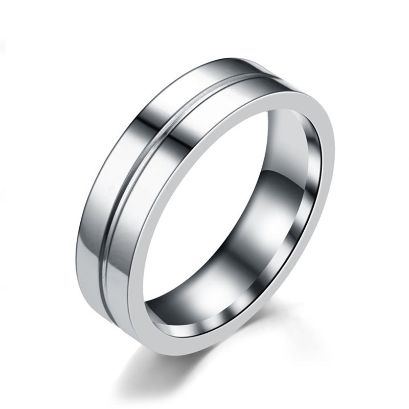 Anillo de Acero de Titanio para Hombre con Zirconia, Diseño Sencillo, Anillo de Pareja
