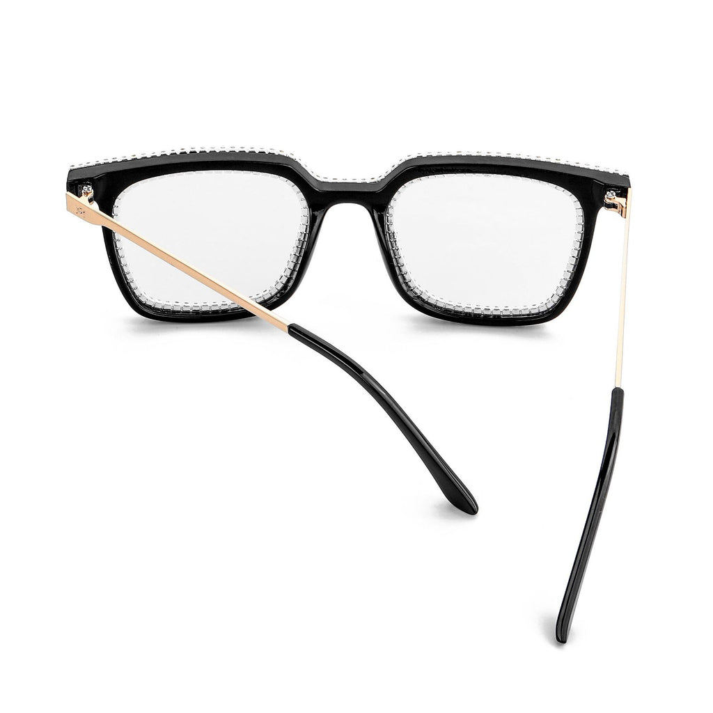 Quadratische Point-Drill-Sonnenbrille mit Leopardenmuster und Diamant-Fashion-Sonnenbrille