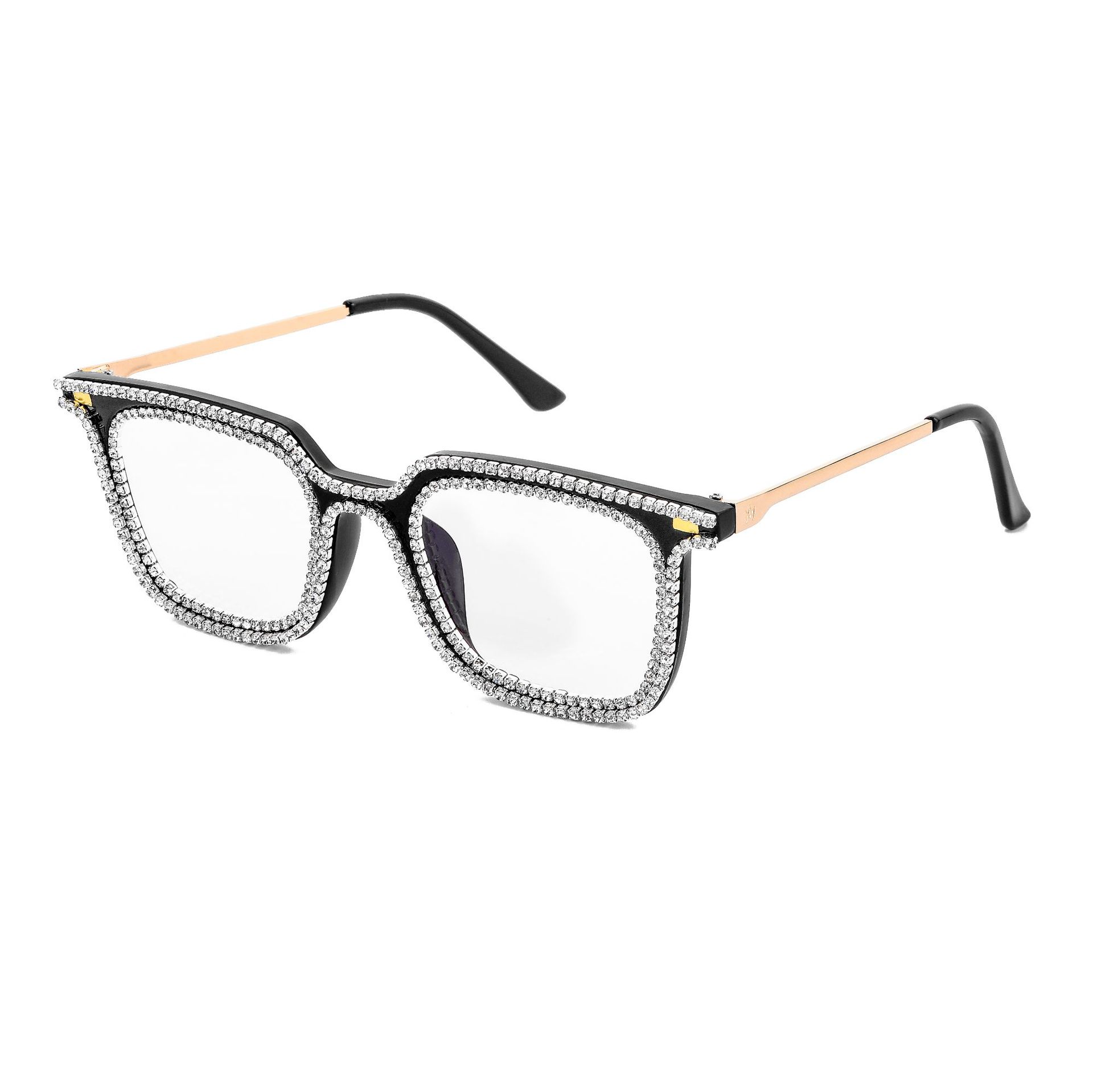 Quadratische Point-Drill-Sonnenbrille mit Leopardenmuster und Diamant-Fashion-Sonnenbrille