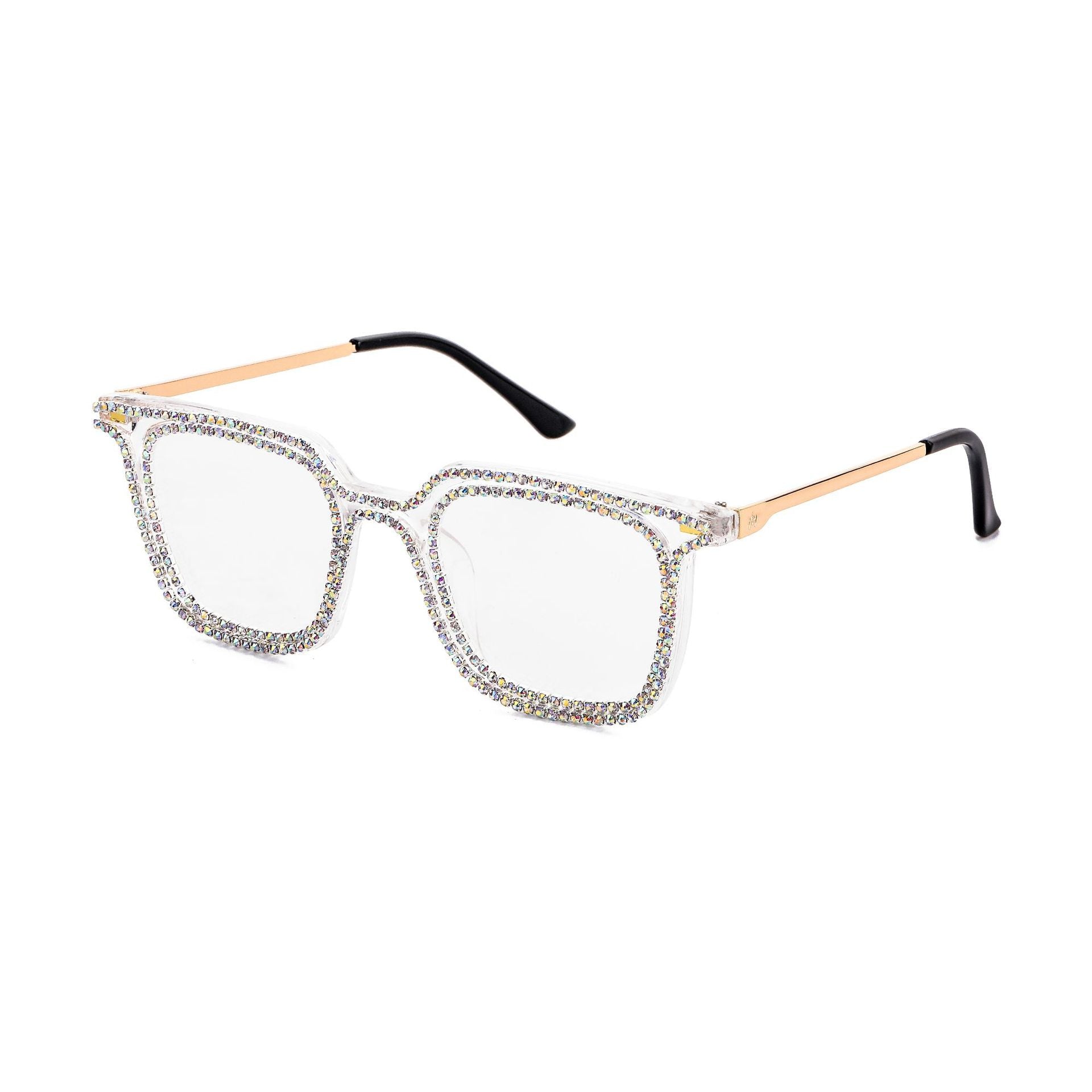 Quadratische Point-Drill-Sonnenbrille mit Leopardenmuster und Diamant-Fashion-Sonnenbrille