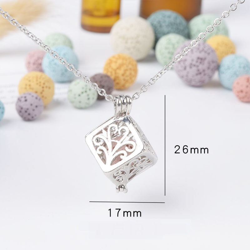 Collar de aromaterapia con colgante de caja mágica, difusor de fragancias