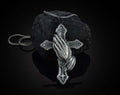 Vintage Silver Metallic Cross Pendant Necklace Men Women's Classic Hand Set Prayer Necklace Jewelry