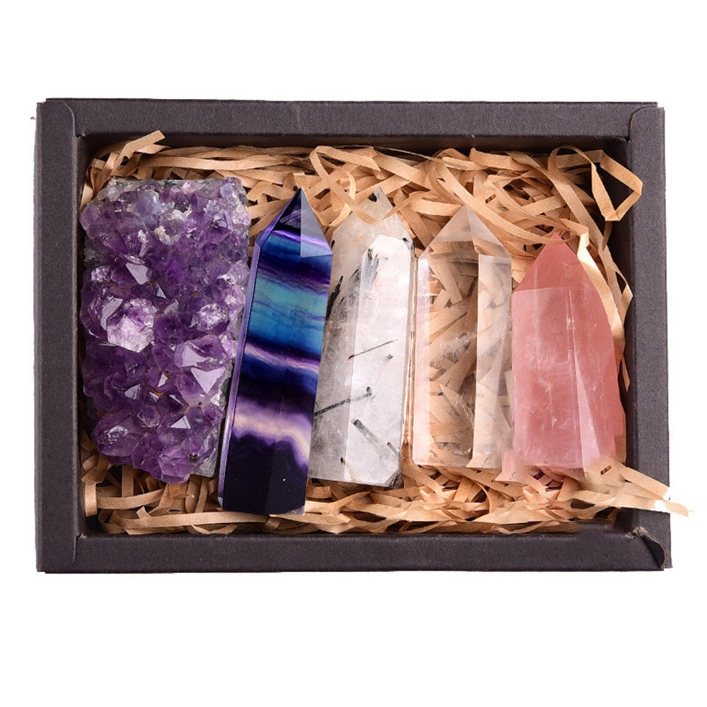 Amethyst Block Naturkristall Hexagonales Prisma Kraftstein Exquisite Geschenkbox Verpackung