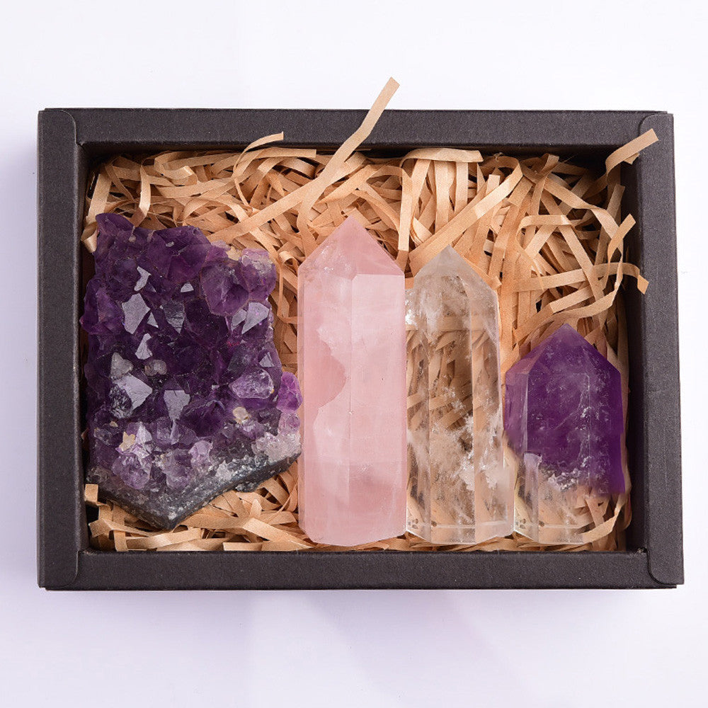 Amethyst Block Naturkristall Hexagonales Prisma Kraftstein Exquisite Geschenkbox Verpackung