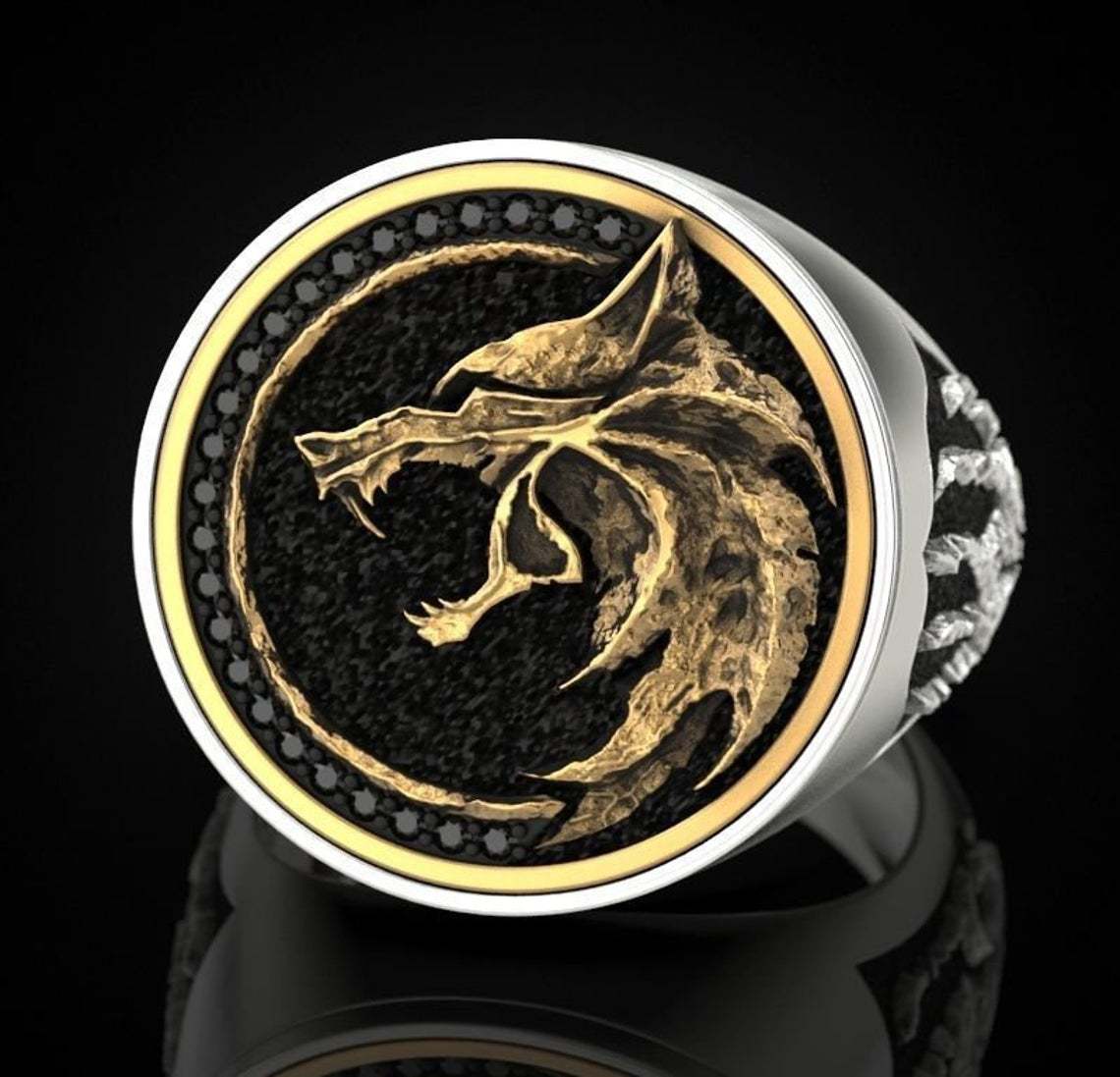 Anillo de hombre vikingo vintage bicolor