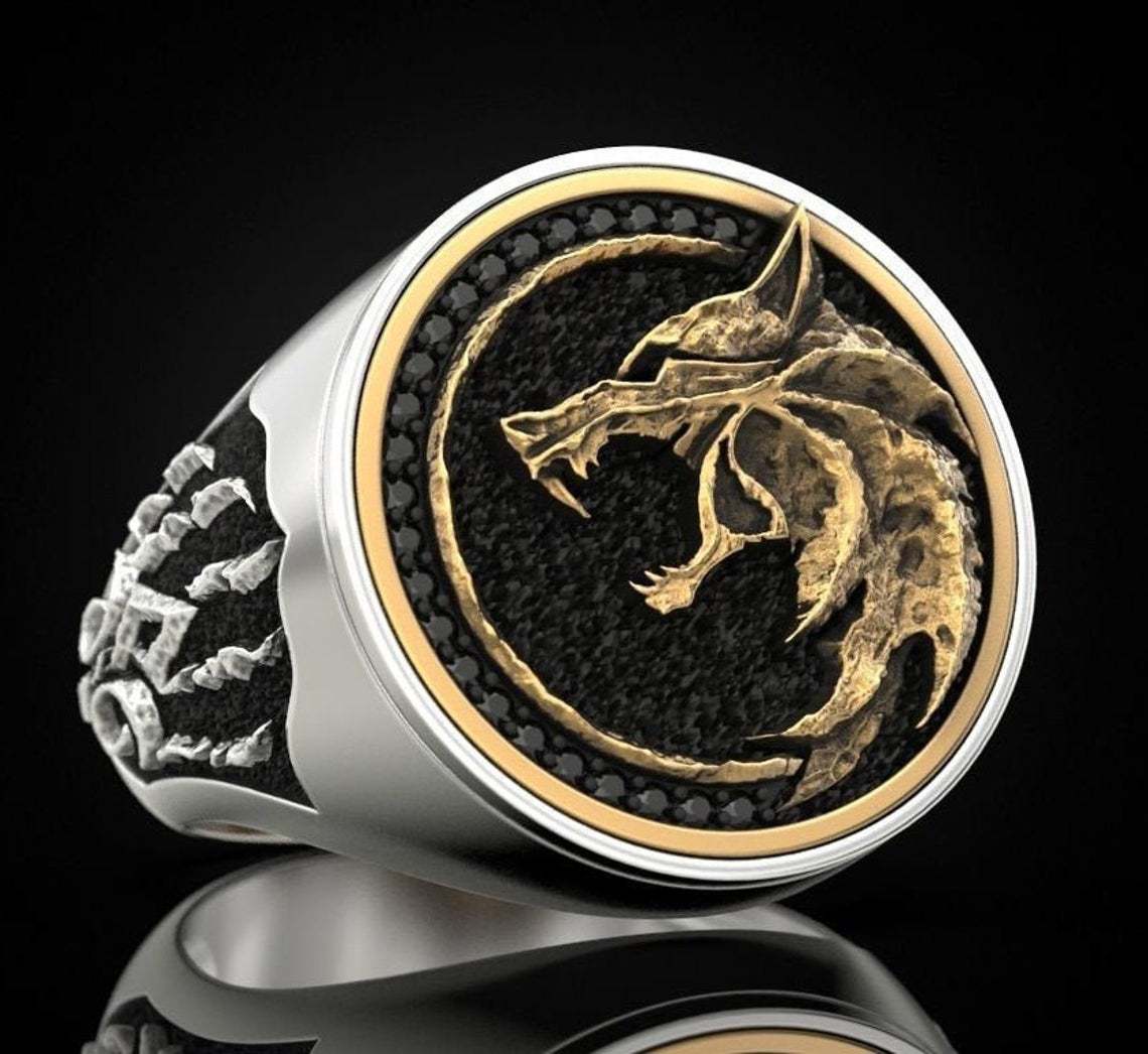 Anillo de hombre vikingo vintage bicolor