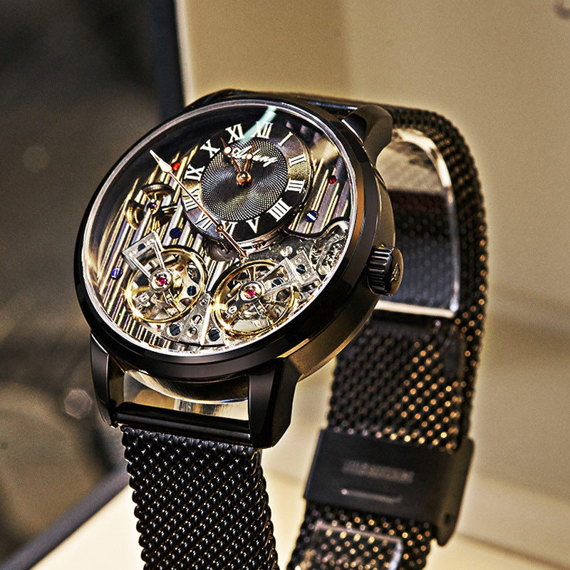 Doppel-Tourbillon Automatikuhr Mechanische Herrenuhr