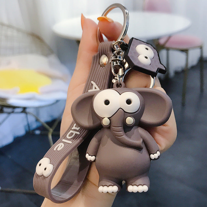 Llavero de elefante lindo, feo, gracioso, con ojos grandes, llavero de coche de vaca de dibujos animados de epoxy, colgante de bolso