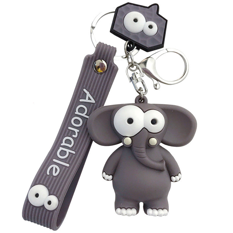 Llavero de elefante lindo, feo, gracioso, con ojos grandes, llavero de coche de vaca de dibujos animados de epoxy, colgante de bolso