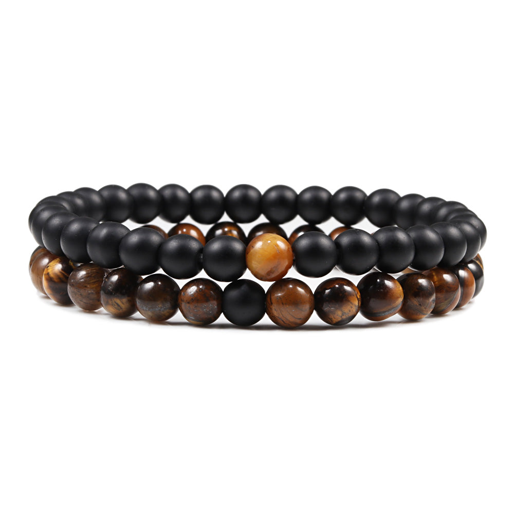 Schmuckarmbänder 8mm Mattiertes Tigerauge-Armband für Herren und Damen Paar Armbänder